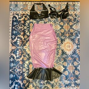 Honour latex set size small . Purple transparent skirt and black both tops